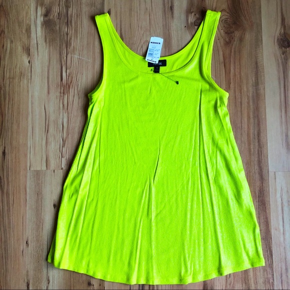 NEW APT9 Basic Shimmer Tank Tanktop Shirt Yellowish Green XS Women’s - Picture 3 of 14